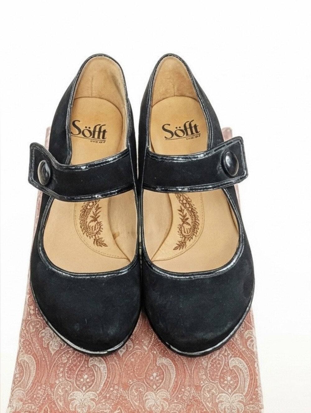 Söfft Black Suede Mary Jane Flats